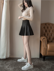 Winter wool Thicken  high waist plaid skirt KF25066