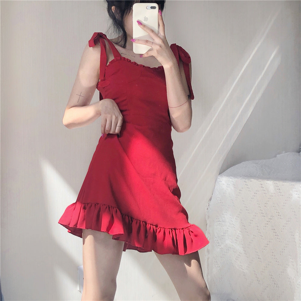 red slip dress   KF40035
