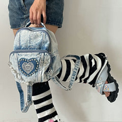 vintage denim backpack  KF21603