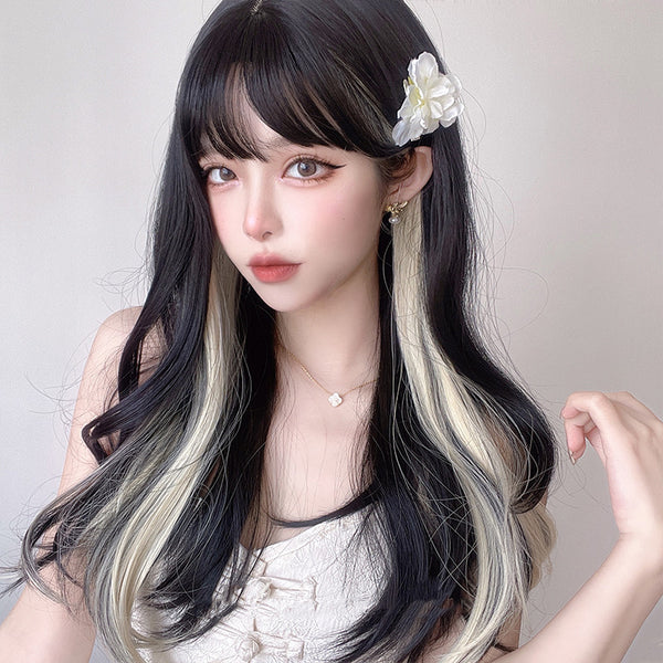 Natural hanging ear dyed long curly wig KF82837