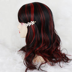 Black mid-part mixed color wig KF828792