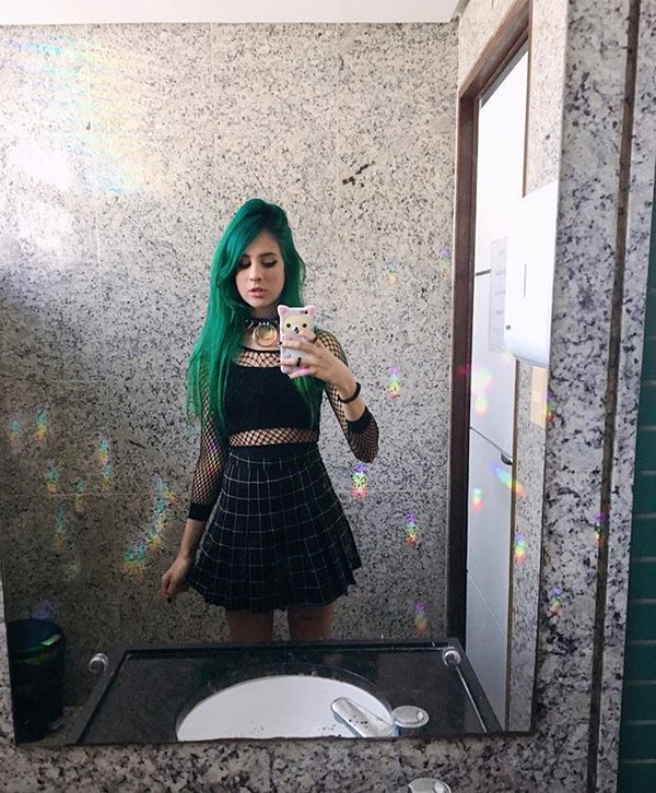 Vintage high waist plaid skirt KF50131