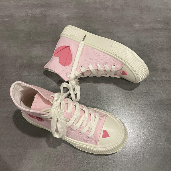 Pink High Top canvas shoes  KF83531