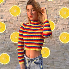 Rainbow knit sweater KF90372