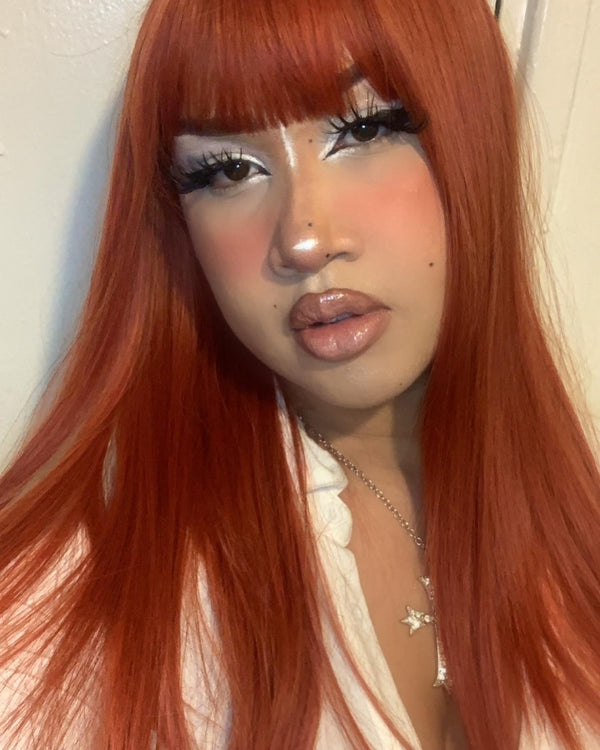 Orange long straight wig KF81239