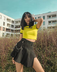 Ulzzang black plaid skirt KF90116