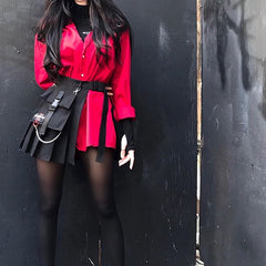 Ulzzang black plaid skirt KF90116