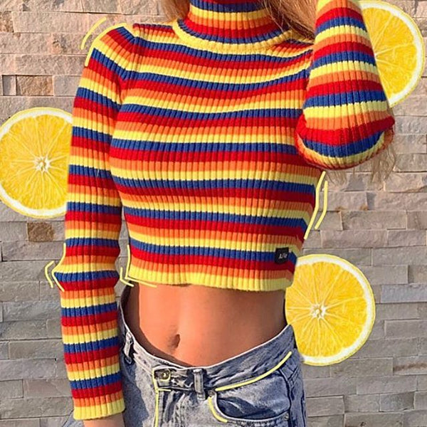 Rainbow knit sweater KF90372