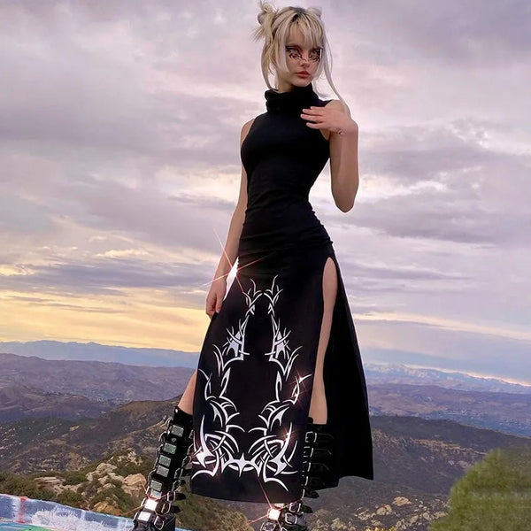 punk high slit dress  KF82977