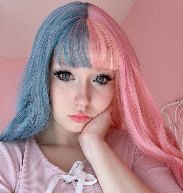 Blue powder Harajuku wig KF25001