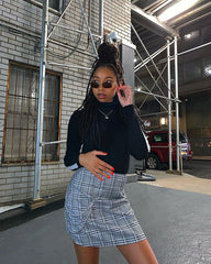 VINTAGE PLAID SKIRT WITH CHAIN KF2230