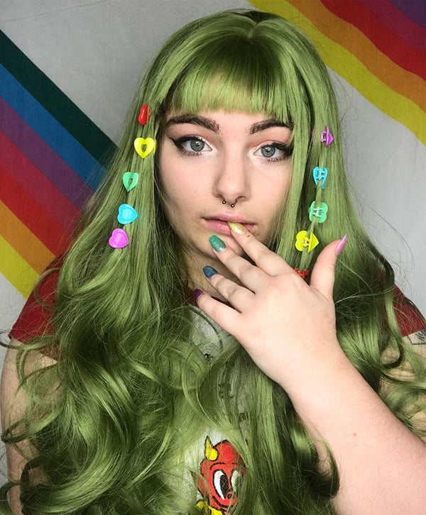 Green big wave wig KF90447