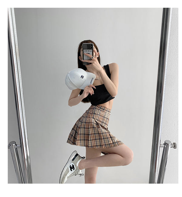 Plaid pleated skirt KF9577