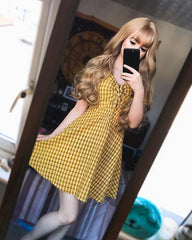 Lace-up V-neck dress KF50054