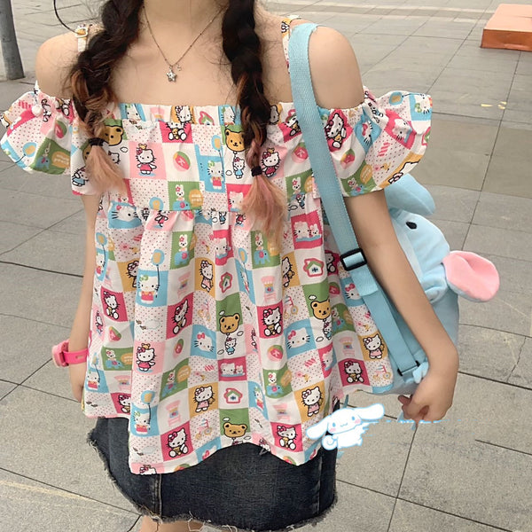 Plaid cartoon shirt  KF83629