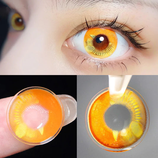 cosplay yellow brown contact lenses  (TWO PIECES) KF83264