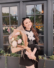 Lace ruffled trumpet sleeve dress KF60002