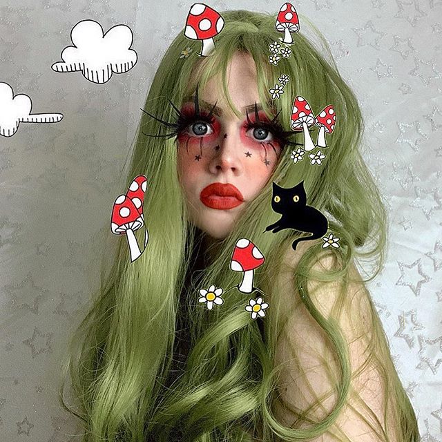 Green big wave wig KF90447