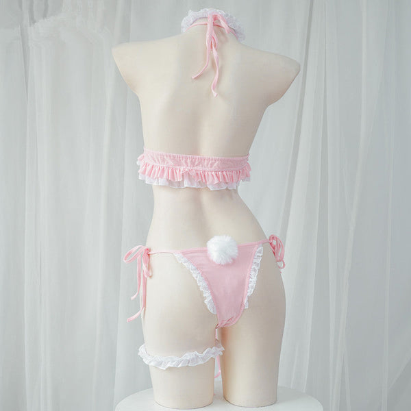 Cute pink lace bikini set  KF83597