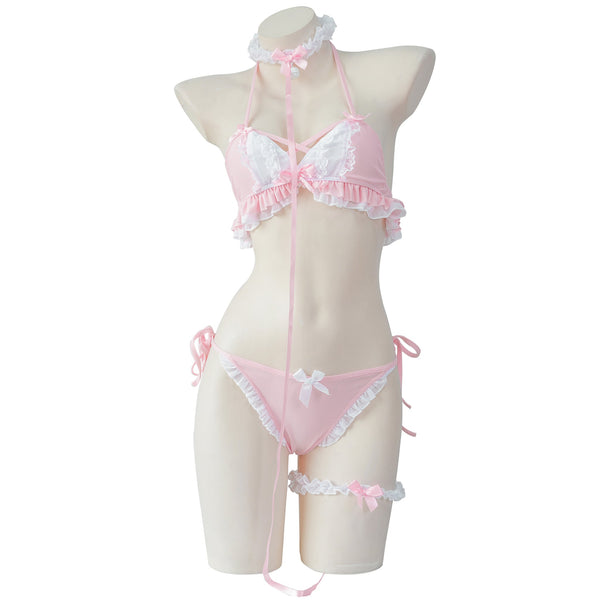 Cute pink lace bikini set  KF83597