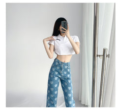vintage heart print trousers  KF82797