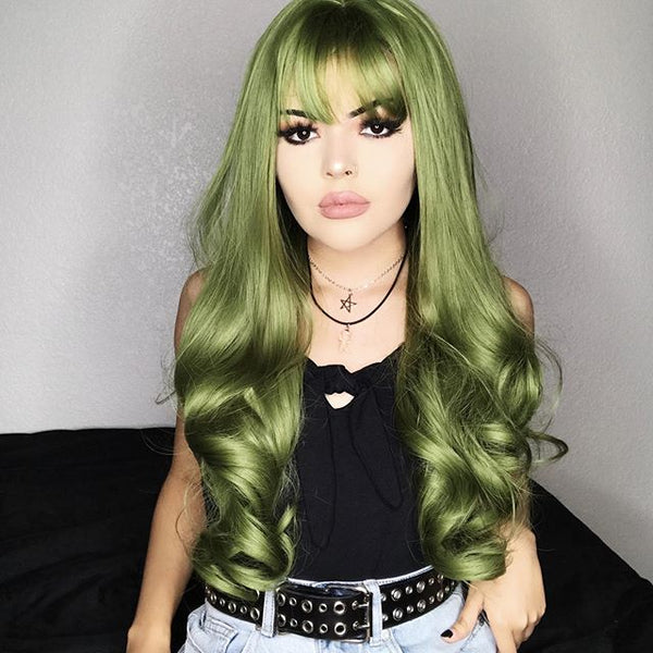 Green big wave wig KF90447