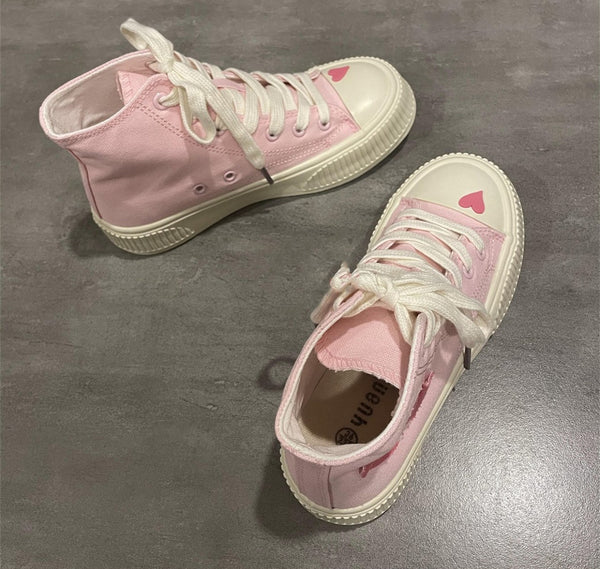 Pink High Top canvas shoes  KF83531