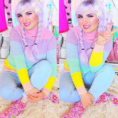 Sweet Rainbow Knitted Sweater KF20030