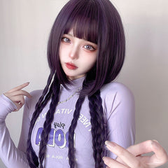 Purple long straight hair wig  KF82686