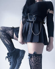 Dark pleated skirt (gift belt) KF9484