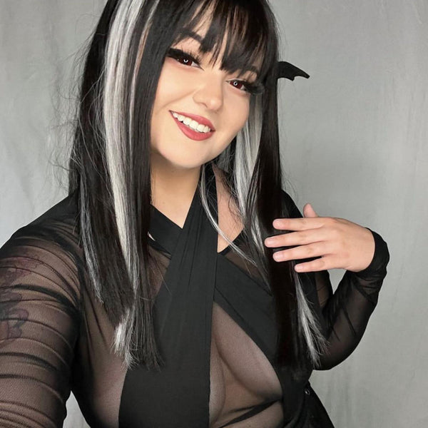 Harajuku Black Silver Wig KF81367