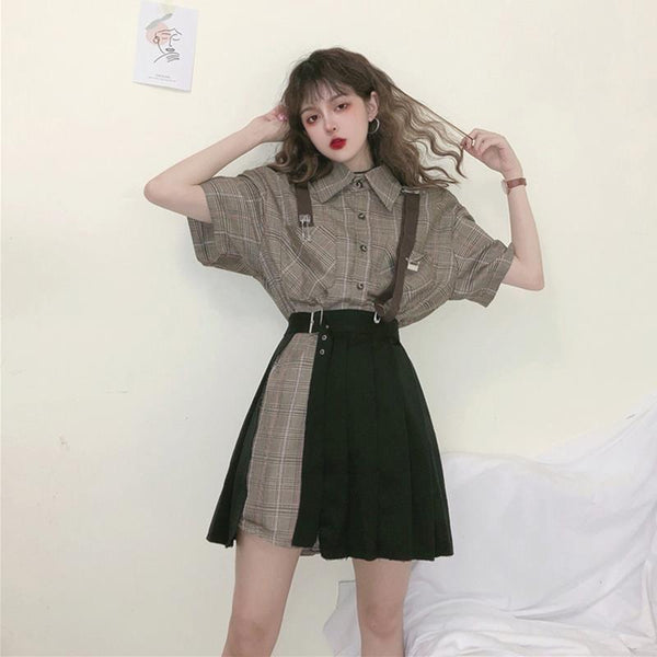 Shirt + black skirt two-piece KF90671