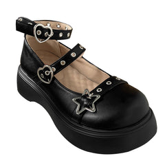 punk star buckle leather shoes  KF83179