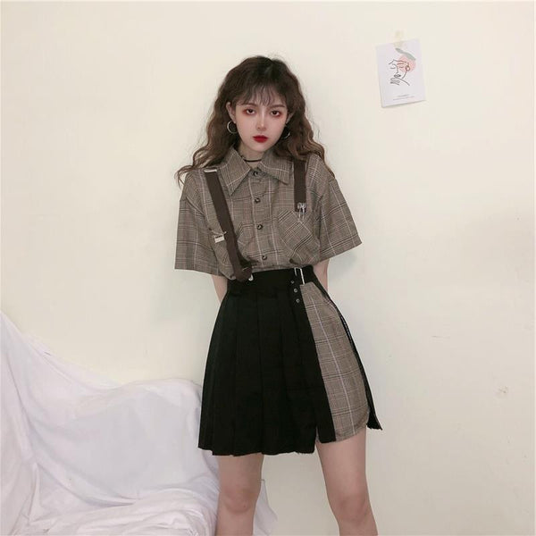 Shirt + black skirt two-piece KF90671