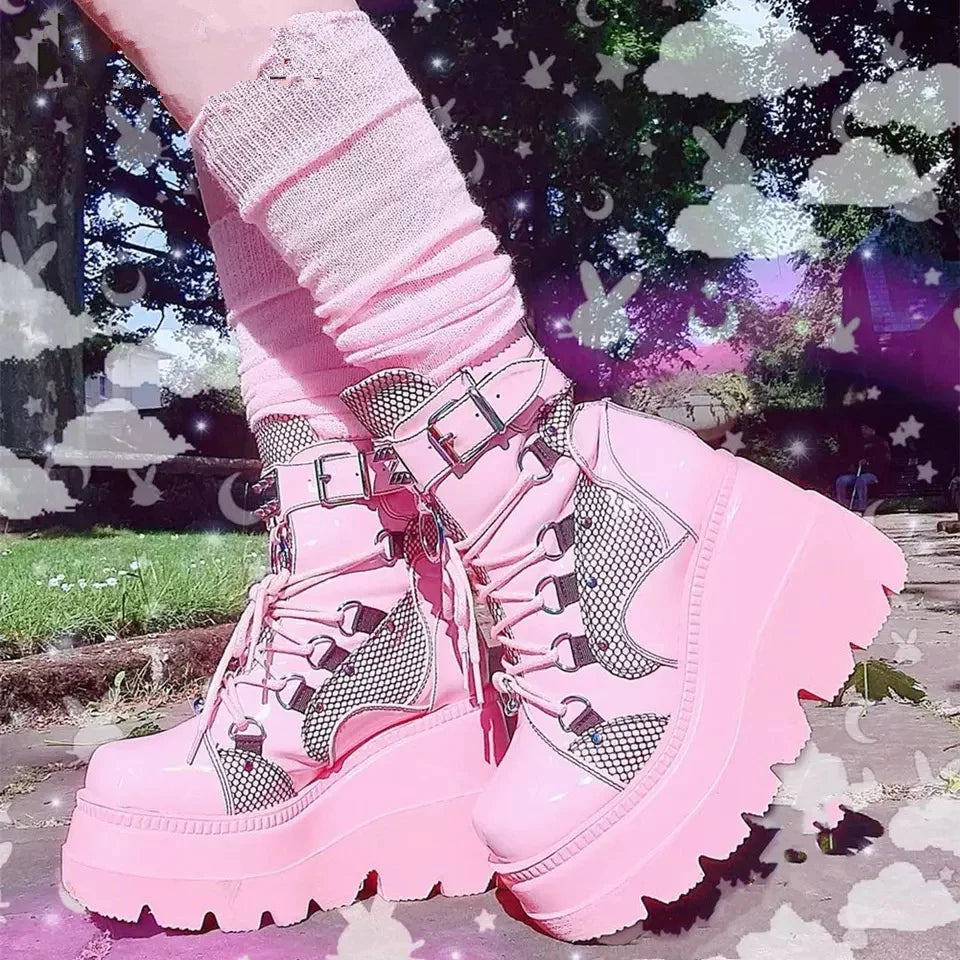 Pink punk boots online