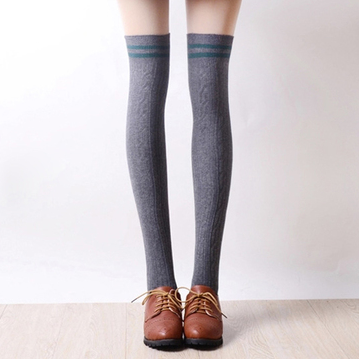 Japanese students stripe knee-high socks KF2047
