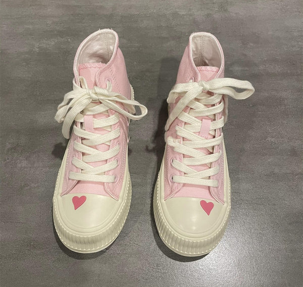 Pink High Top canvas shoes  KF83531