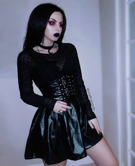 PU black skirt KF90316