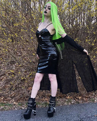 Punk black high heels KF90807
