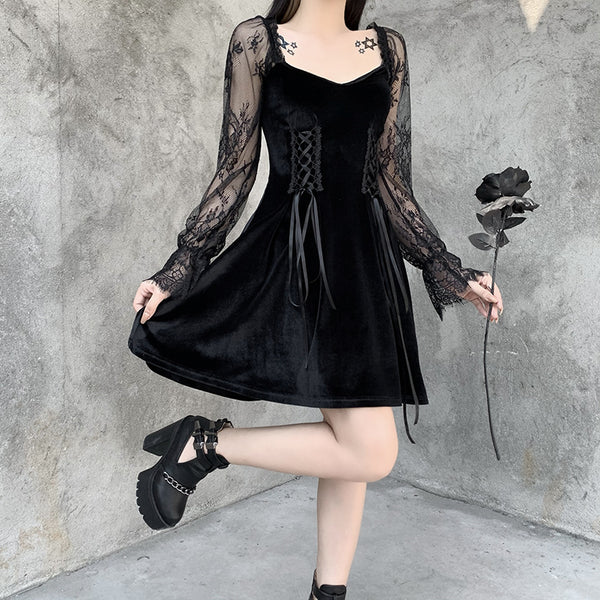 black long sleeve dress   KF83064