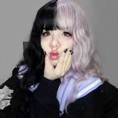 black red long curly hair wig KF81049