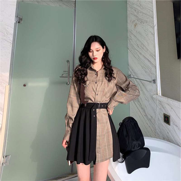 Shirt + black skirt two-piece KF90671