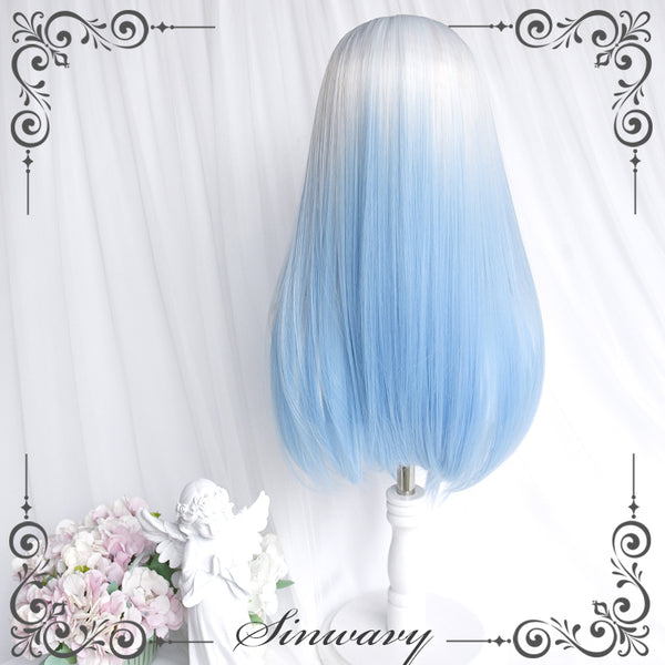 MILK BLUE CURLY HAIR WIG  KF83338