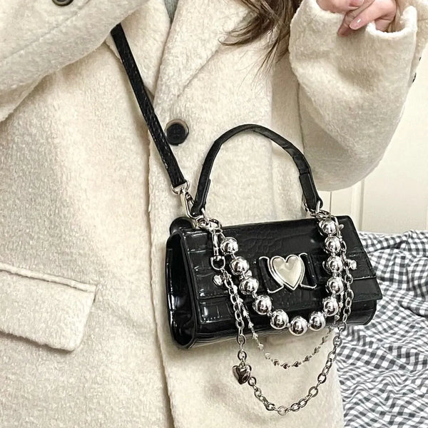 LOVE LEATHER CHAIN BAG  KF90265