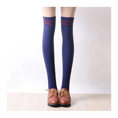 Japanese students stripe knee-high socks KF2047