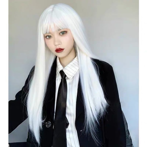 White long straight wig KF81930