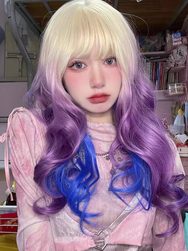 White blue purple gradient wig  KF82488