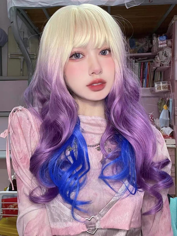 White blue purple gradient wig  KF82488