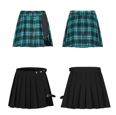 Fake two-piece plaid high waist skirt  KF25067