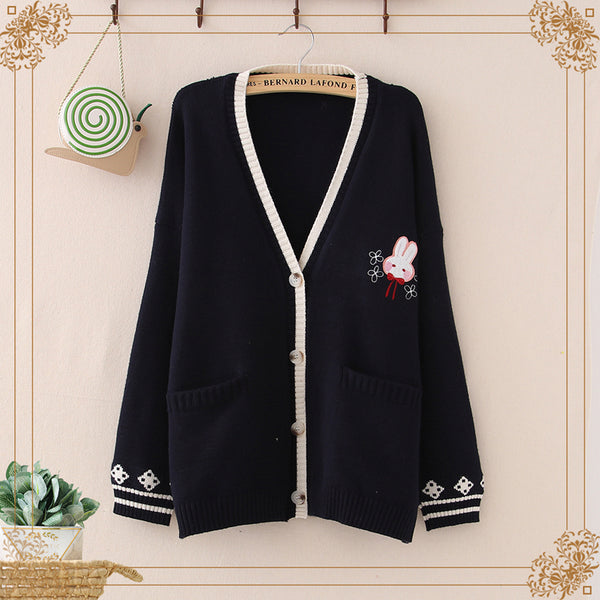 V-neck cardigan sweater   KF90647